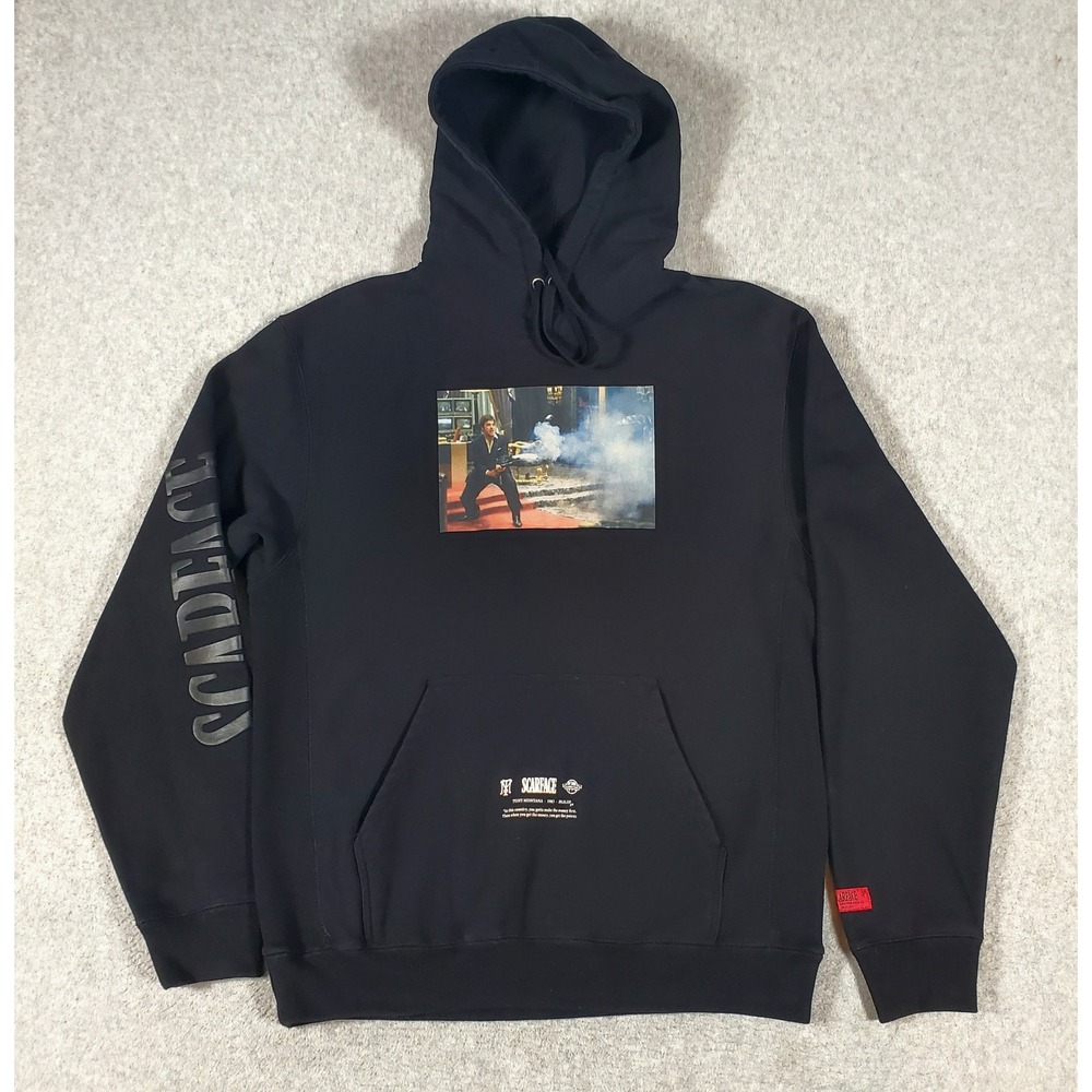 Scarface Shoe Palace Tony Montana Hoodie Mens Large Black Graphic Sweatshirt